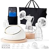 NCVI Electric Breast Pump F1 Pro, Micro-Vibration with Hospital-Grade Suction for Comfort & Efficiency, Long-Lasting Battery, Independent Suction & Rhythm for Each Breast, Portable Breastfeeding Pump