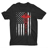 Men's USA Flag Red Medical Tee (Black, X-Large)