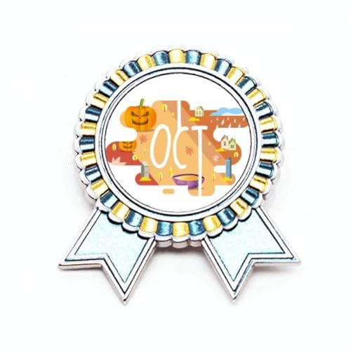 Broche illustration octobre M en métal aux finitions soignées et design artistique