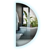 Beliani – Miroir mural suspendu argenté à LED 50 x 100 cm – Forme demi-ronde – Éclairage blanc froid – Système antibuée – Installation verticale Beliani – Miroir mural suspendu argenté à LED 50 x 100 cm – Forme demi-ronde – Éclairage blanc froid – Système antibuée – Installation verticale