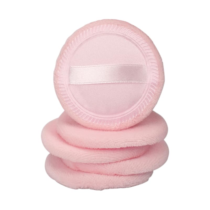 Beatifufu Round Powder Puff for Loose Powder and Foundation Soft Cotton Makeup Sponge with Hand Strap 2.28In Compact Puff for Smooth Even Application