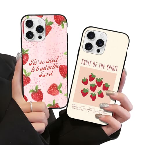 nurkorki [2 Piezas Funda para Samsung Galaxy A14 5G 6,6',Bonito Kawaii Aesthetic Rosa Fresa Simple Diseño Mujeres Niñas Case,TPU Suave Anti-Rayaduras Fundas Protectoras - Negro