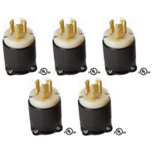 NEMA L6-15 Grounding Locking Plug, 15A 250V AC, 2 Pole 3 Wire, cUL Listed (5)