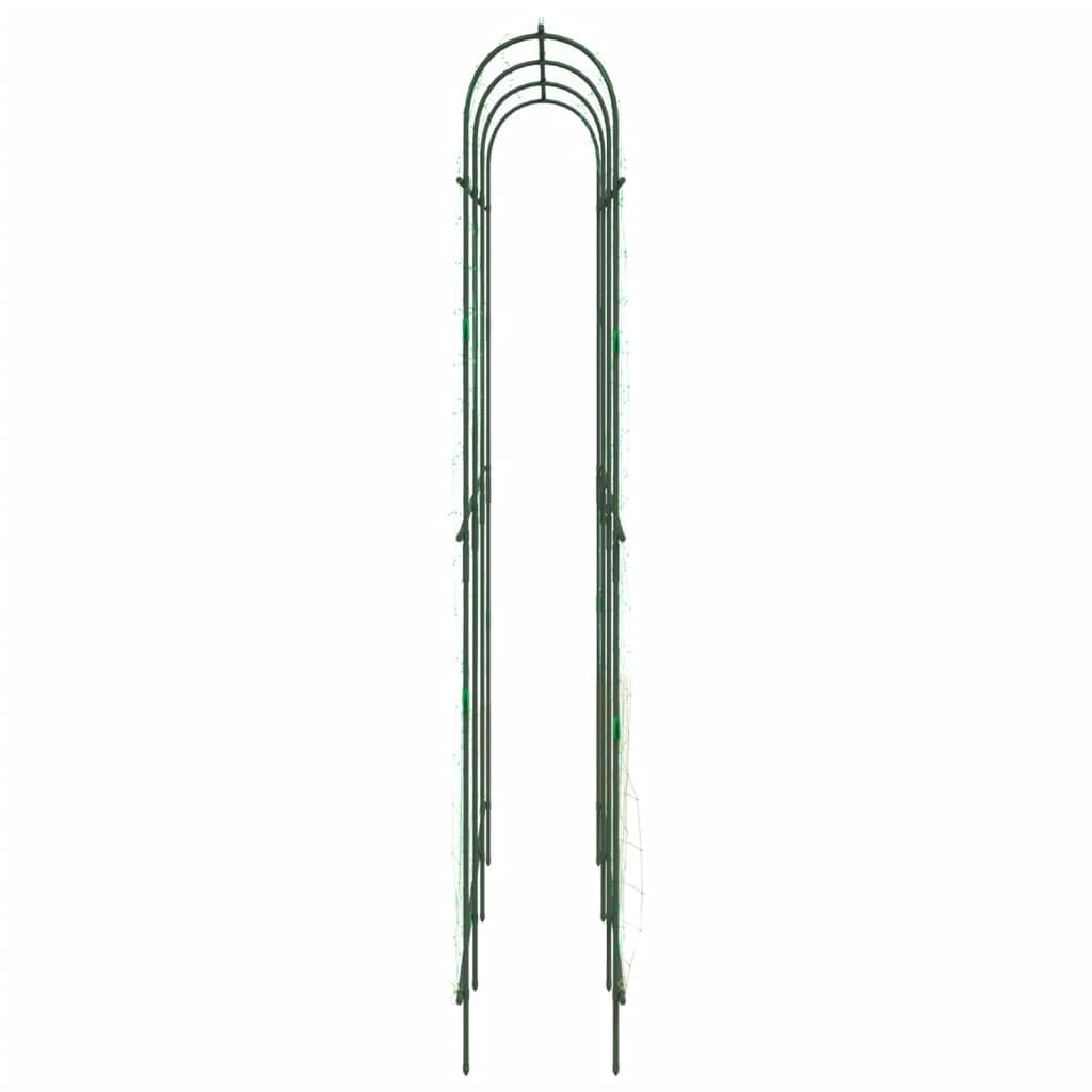 Support tuteur Treillis Arceau Grille obelisque Piquet Anneau Cage Plante Fleur Tomate Rosier Lierre Vigne légume, Acier Vert avec Filet PE, 4 pièces, pour Jardin Balcon terrasse Potager