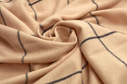 Arus Highlands Collection Überwurfdecke aus Acryl mit Schottenkaro-Design, Queen-Size-Größe, Creme-Marineblau, 152,4 x 203,2 cm – Ansicht 4