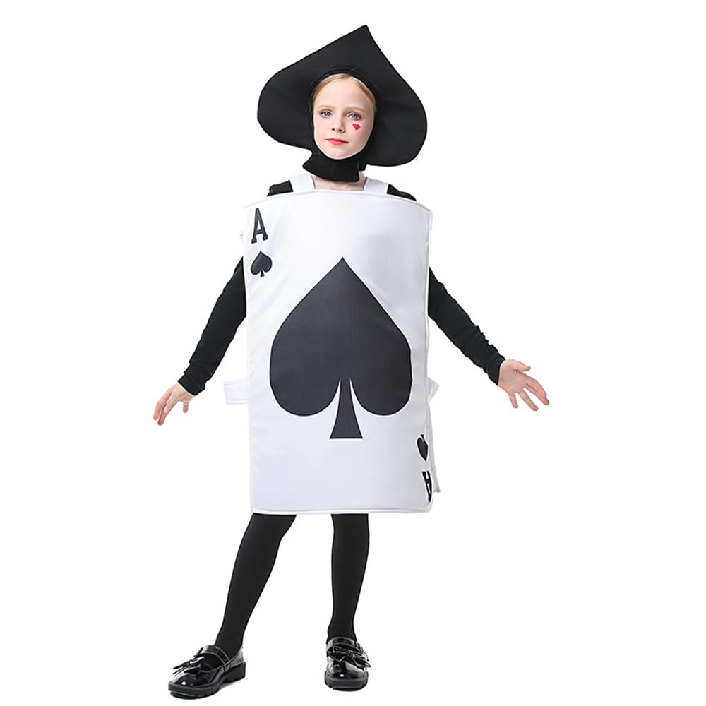 Ace Playing Card of Hearts/Spades Halloween Costume with Hat Cosplay One Size Fits Most Unisex Adult Funny Outfit