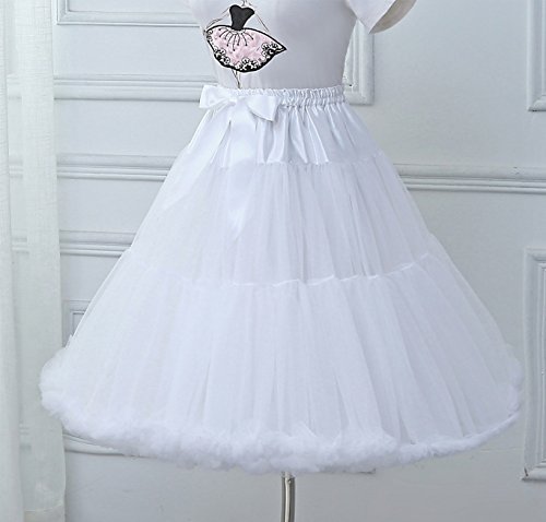 FOLOBE Women's Knee Length 93s Soft Puffy Tutu Skirts Ballet Costume Tulle Underskirts Knee Length Petticoat Skirt for Women White