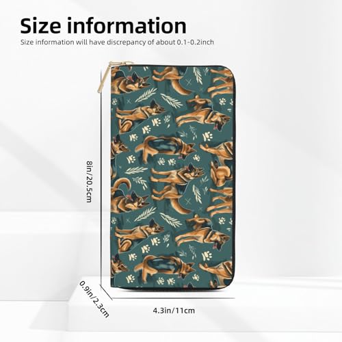 Leather Thin Slim Wallets for Women Men - Fashion German Shepherd Print Card Wallet Holder with Zipper2