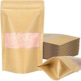 Blisstime Stand Up Pouch Bags, 50 Pack Kraft Pouch with Tear Notch and Matte Window, Resealable Zip Lock Food Storage Bag (4.7IN X 7.8IN)