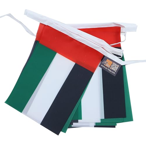Image of AZ FLAG United Arab Emirates 6 meters BUNTING Flag 20 flags 9'' x 6'' - Emirati STRING flags 15 x 21 cm