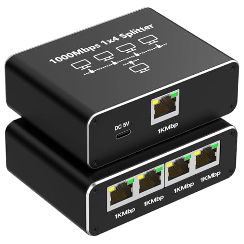 Image of ZORBES USB C Ethernet Splitter 4 in 1 Ethernet Splitter,1000Mbps RJ45 LAN Internet with USB-C Interface Universal for Computer,Hub,Switch