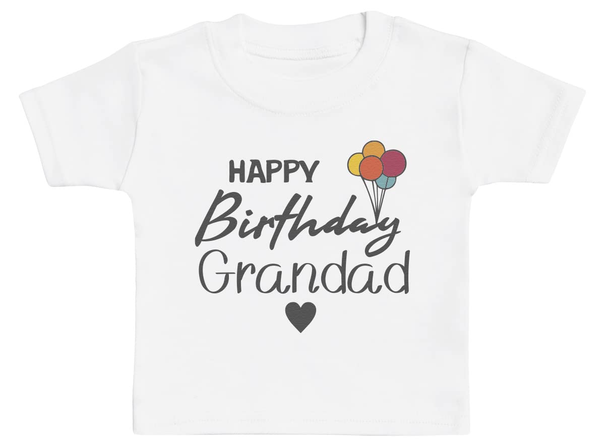 Baby Bunny Men's White Happy Birthday Grandad Baby T-Shirt Baby Boy T-Shirt, Baby Girl T-Shirt - 0-3 Months