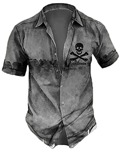 IZI POD Skull Hawaiian Shirts for Men, Skull Shirt for Men, Mens Skull Shirt, Button Down Skull Shirts for Men, Skull Shirts