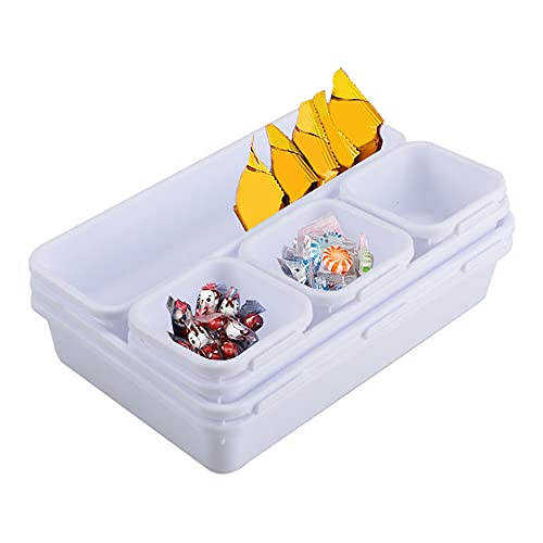 Anyingkai Organizador de Cajón Plástico,Cajas Bandejas de Plástico Transparente,Organizadores Transparentes para Cajones,Bandejas organizadora de cajones de escritorio (blanco)