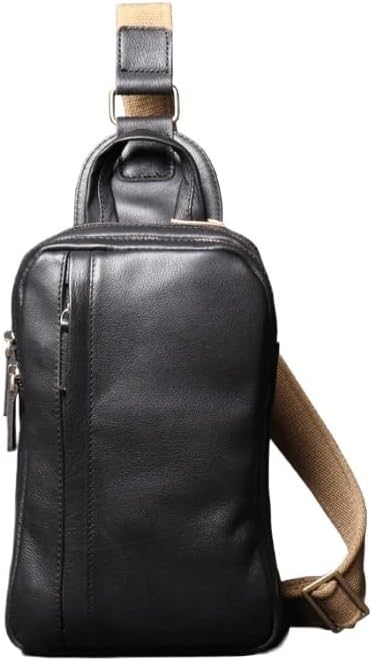 Men's Leather Crossbody Backpack with Single Shoulder Strap Large Capacity