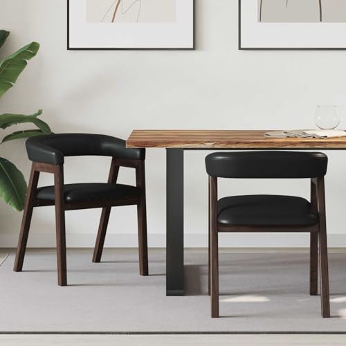 Image of mzdioop Dining Room Chairs, Set of 2, Light Brown, 54 x 57 x 73 cm, Solid Wood Rubber Tree with Padded Armrest, Ergonomic and Easy to Clean, for Kitchen, Living Room and Dining Room, Modern
