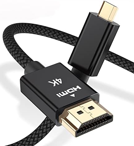 RUXELY Micro HDMI to HDMI Cable 4.5M,4K 60Hz 3D Nylon Braided Micro HDMI Lead Type D Cord for Raspberry Pi 4 4b,GoPro Black Hero 7 6 5 4,Sony Camera A6000 A6300 A6400,Nikon B500,Lenovo Yoga 3 Pro 710