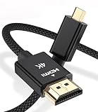 RUXELY Câble Micro HDMI vers HDMI 3M, 4K 60Hz Cordon Micro HDMI Type D Mâle Compatible pour Raspberry Pi 4 4b,GoPro Black Hero 7 6 5 4,Sony Camera A6000 A6300,Nikon B500,Lenovo Yoga 3 Pro 710,Canon