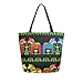 Bolaz Swedish Dala Horse Folk Canvas Tote Bag Tote Carrying Shoulder for Shopping Travel Reusable Grocery Bags