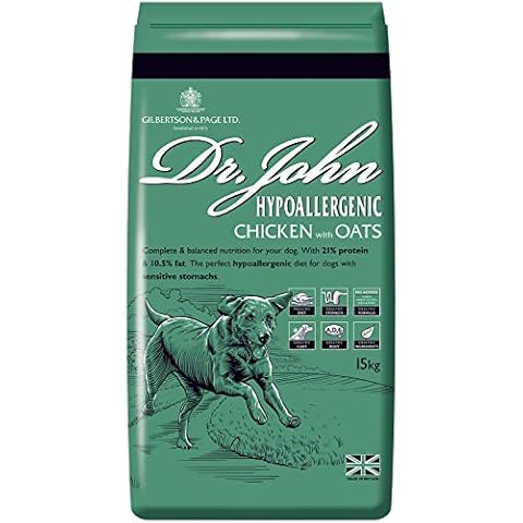 Dr John Wheat-Free Hypoallergenic Dry Dog Food 15kg - Chicken with Oats Dry Dog Food - Complete Nutrition for Adult and Senior Dogs with Sensitive Digestion - Sensitive Dog Food Cover