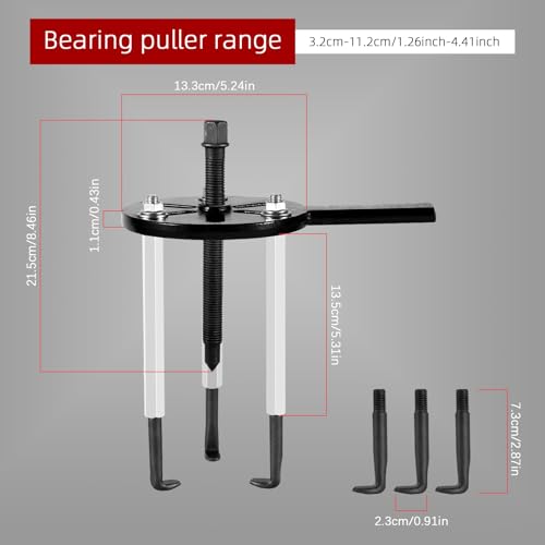 21 in 1 Lagerabzieher Set, Universal Innenlager Abzieher, Radlager Werkzeug, Abzieher Werkzeug, Kugellager Abzieher mit Spannzangen in 6 Größen, Lager Abzieher Set mit 3 Gebogenen Haken, Tragetasche