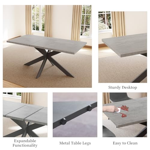 ZckyCine Modern Dining Table Table Set for 6-8 Person for Dining Room, Kitchen Table Set with Steel Legs - Image 3