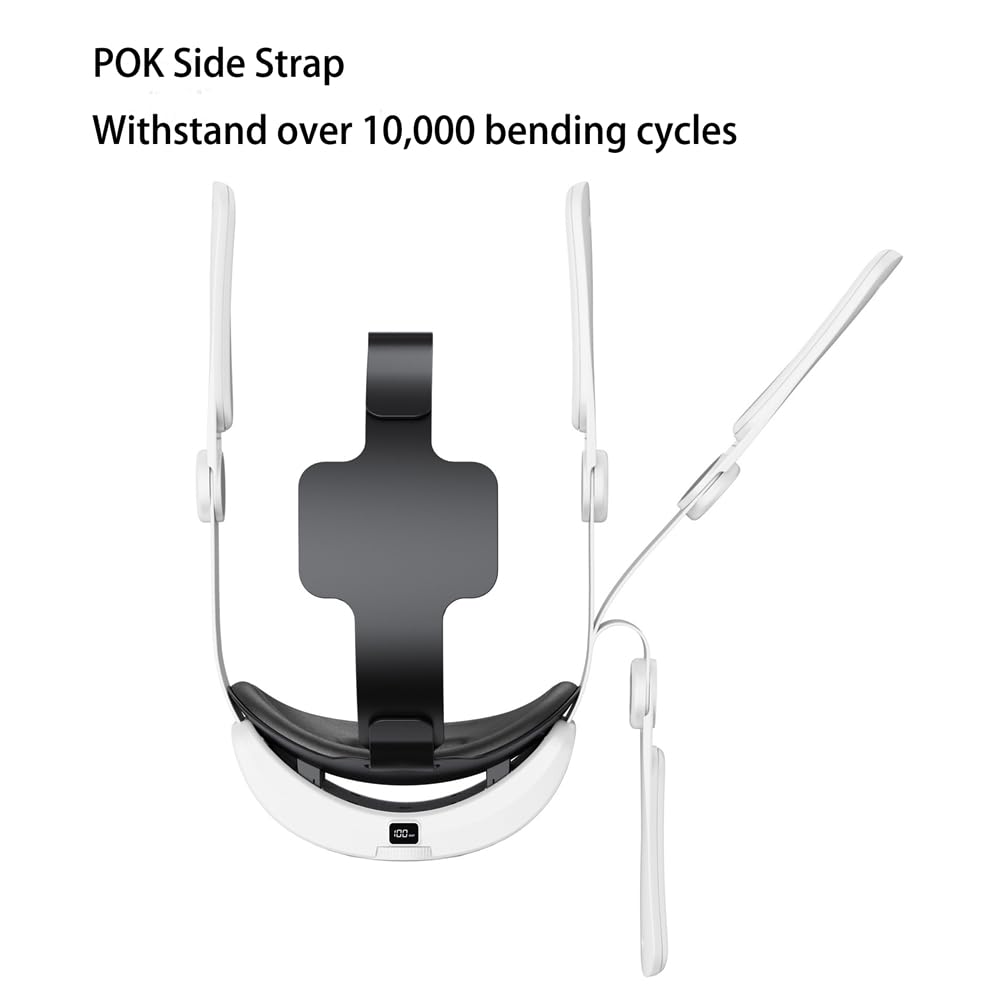Cinturino VR per Meta Quest 3,VR Elite Strap Accessori di ricambio,Fascia regolabile per cuffie VR, batteria integrata da 6000 mAh per la ricarica,Maggiore comfort,Riduce la pressione sulla testa