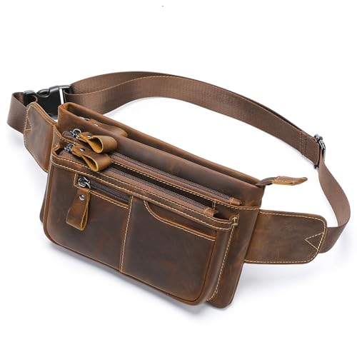 NIUCUNZH Genuine Leather Fanny Pack for Men Crossbody Sling Bag Anti-theft