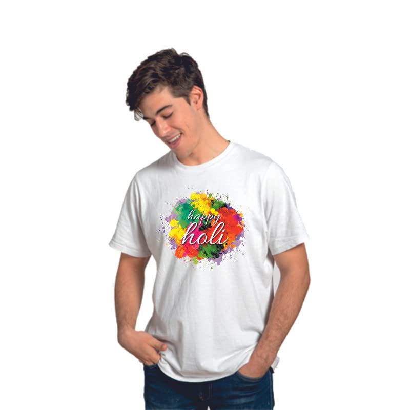 Image of Feel Good DriFit(Polyester) Happy Holi Ballon Printed T-Shirt