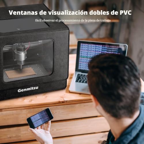 Miniatura 5 de Genmitsu Kaba Caja Plegable Cnc Para Máquina Cnc Router - Reducción De Ruido, A Prueba De Polvo, Plegable, Con Barra De Herramientas Lateral, Compatible Con 3020-Pro Max, Serie 3018, 520 X 475 X 405mm