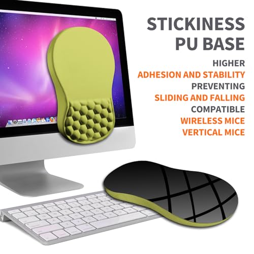 Image of Ergonomic Joint Wrist Support Mouse Pad with Memory Foam Cushion Massage Bump, Carpal Tunnel Pain Relief Mousepad Slope Design for Wrist Rest, 11.8x7.9 in, Khaki Green