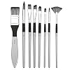 GLJYG Set van 8 kunstpenselen, multifunctionele nylon haarborstels, professionele penselen voor kunstenaars, zilver…