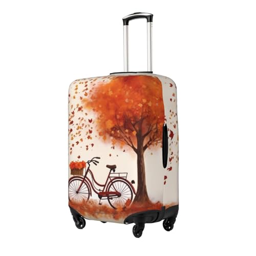 Autumn Tree With Aged Old Bike Print Luggage Suitcase Covers Elastic Washable Luggage Protector Luggage Covers For Suitcase2