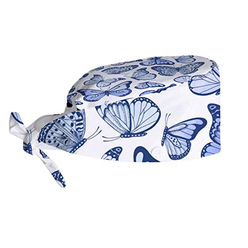 Generic, Adjustable Working Cap with Button Sweatband, Vintage Butterflies, Head Skull Hats Cap, Work Hat for Women Men, One Size