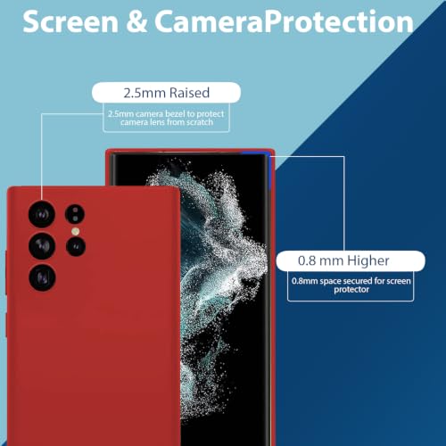 Image of LIRAMARK Liquid Silicone Soft Back Cover Case for Samsung Galaxy S22 Ultra (Red)