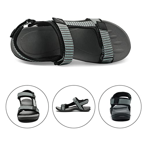 Megnya Sports Walking Sandals With Hook And Loop Slip, Athletic Slides For Outdoor Adventure Grey Size 8 #TOP2