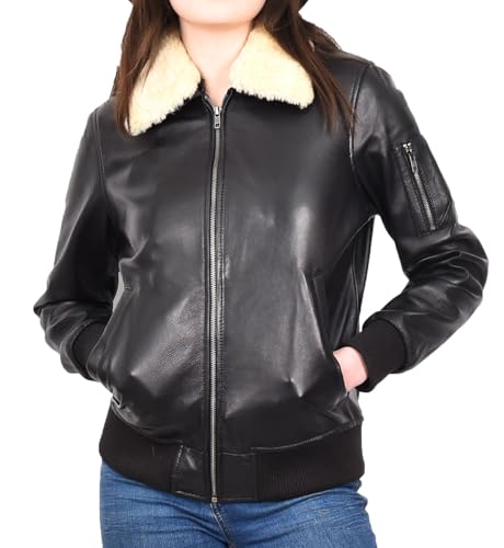 Blouson aviateur en cuir pour femme restez au chaud avec style grâce au col amovible