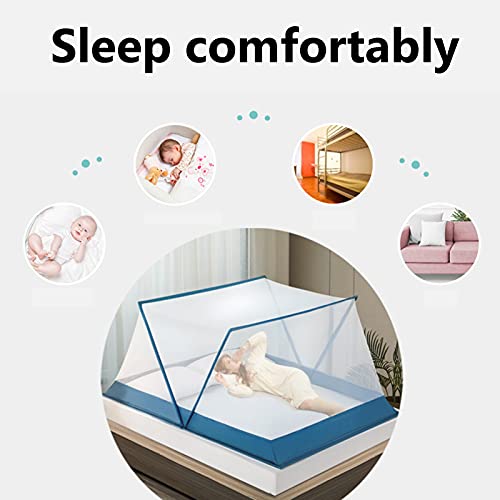 Moustiquaire pliable sans installation lit camping bleu
