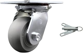 Heavy Duty Large Top Plate Thermo Rubber Donut Tread Swivel Caster w/Main. Free Bearings and 4" x 2" Gray Wheel & Bolt on Swivel Lock - 300 lbs Capacity/Caster - Service Caster Brand