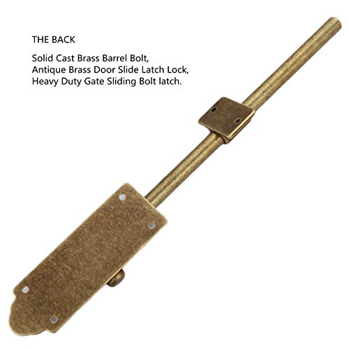 Runningfish Heavy Duty Cane Bolts Latch Garage Bolts10", Extra Lengthen Solid Bronze Sliding Bolt- Barrel Bolt Door Latch Oil Rubbed Bronze Large Sliding Bolt Door Locks,Drop Pin Bolts Cane Gate #TOP5