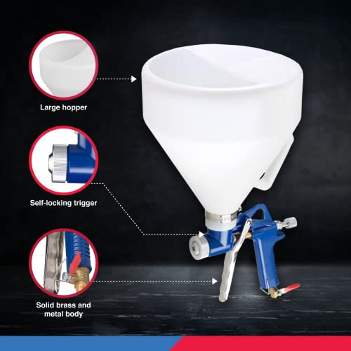 Hiltex 31229 Air Texture Gun With 1.32 Gallon Hopper, 3 Nozzles: 4.0Mm, 6.0Mm, 8.0Mm, Drywall Texture Sprayer For Stucco Mud Or Popcorn On Walls And Ceiling, Knockdown, Spray Gun With Handle #TOP3