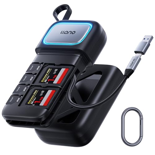 llano Lettore di schede SD/MicroSD ad alta velocità (supporto UHS-I), design compatto con slot integrato, compatibile con iPhone, Android, PC, MacBook, laptop, Dual Slot, USB Type-C 3.2 Gen1