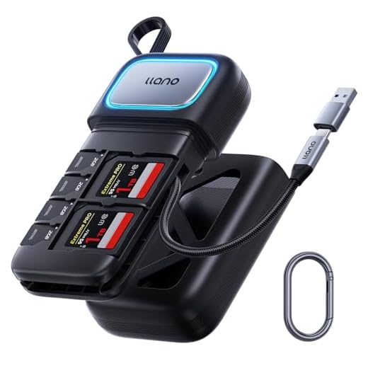 llano F13 2-in-1 High-Speed SD/Micro SD Card Reader Adapter(UHS-I Supported),Holder Case, Built-in Slot Storage, Compatible with iPhone, Android, PC, MacBook, Laptop, Dual Slot, USB Type-C 3.2 Gen1