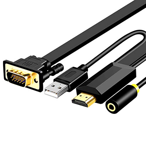 SunshineFace 1 M HDMI zu VGA-Kabel 1080P High Definition-Adapterkabel mit Audio-Buchse USB-Schnittstelle Cover