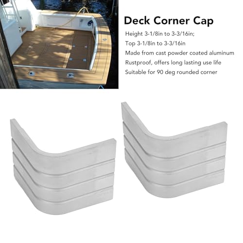 SENECESLI 2 Pack Deck Corner Cap for Pontoon Boat, 90 Degree Rounded Corners, Heavy Duty Aluminum Corner Cap Casting, Height 3-1/8in to 3-3/16in, Top 3-1/8in to 3-3/16in - image 2