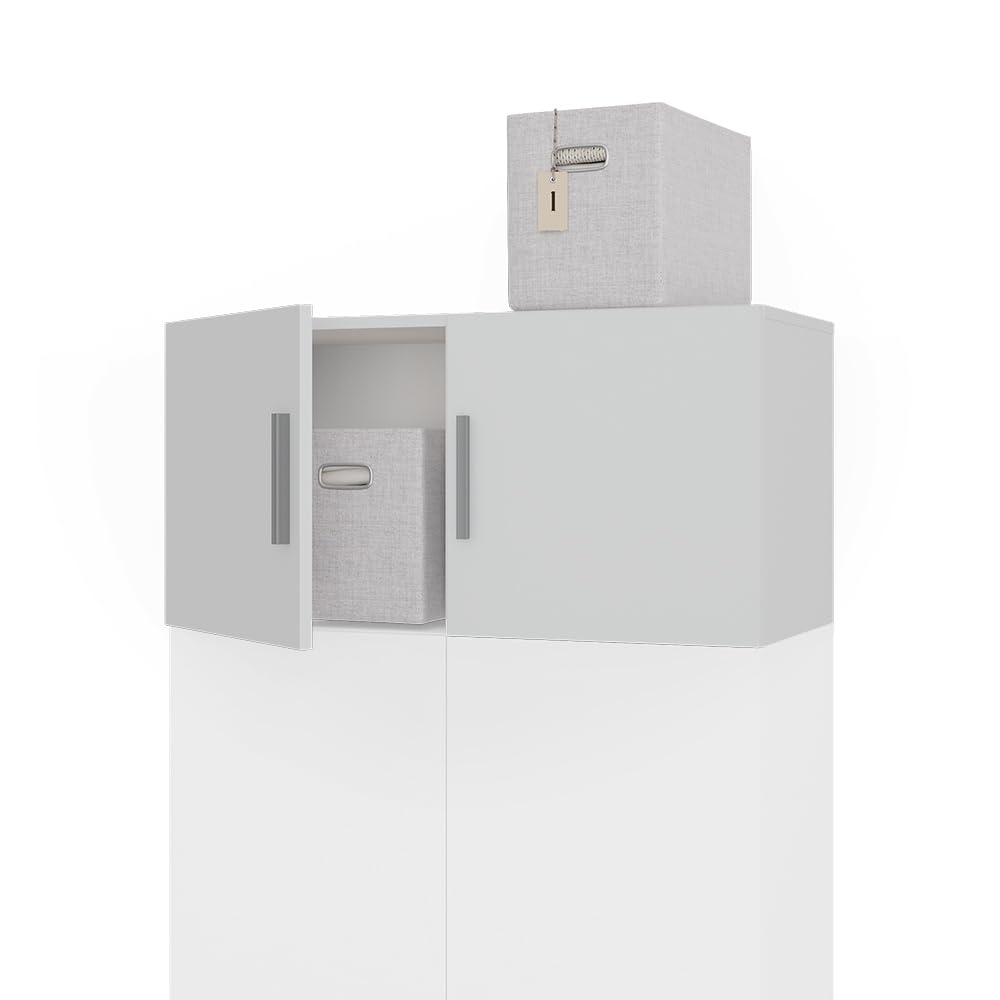 Vicco Aufsatzmodul Ingo, Weiß, 80 x 40 cm mit 2 Türen, zur Erweiterung von Mehrzweckschränken geeignet