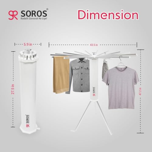 Image of SOROS Clothes Drying Stand Foldable (White, Aluminium)