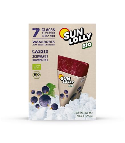 Sun Lolly Bio Wassereis Schwarze Johannisbeere 12er Vorratspack | Mit Fruchtsaft | Zum Selbsteinfrieren | Ohne künstliche Aromen | Frei von Süßungsmittel | Vegan | 12 x 420ml