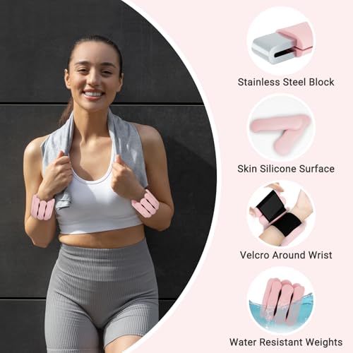 Image of Ankle & Wrist Weights for Women Men, Set of 2, 1 lb /2 lb Each | Adjustable Arm & Leg Weights, Soft Silicone Weighted Bracelet For Pilates Yoga Dance Walking Running Swimming Weight Loss