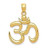 Solid 14k Yellow Gold Om Symbol Pendant Charm - 24mm x 17mm
